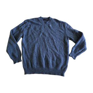 Massimo Dutti Sweater Men XL Heathered Blue LS Crewneck Wool Blend Academia FLAW